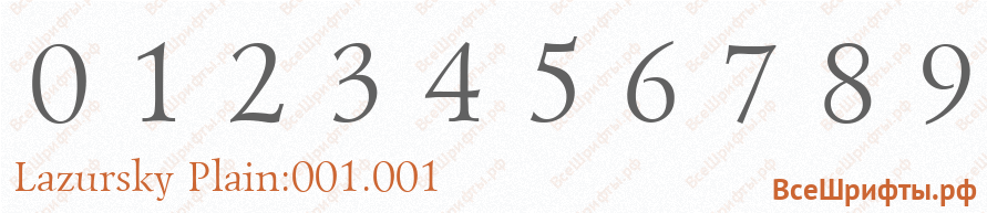 Шрифт Lazursky Plain:001.001 с цифрами