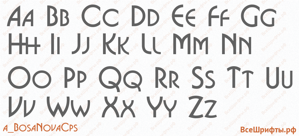 Шрифт a_BosaNovaCps с латинскими буквами