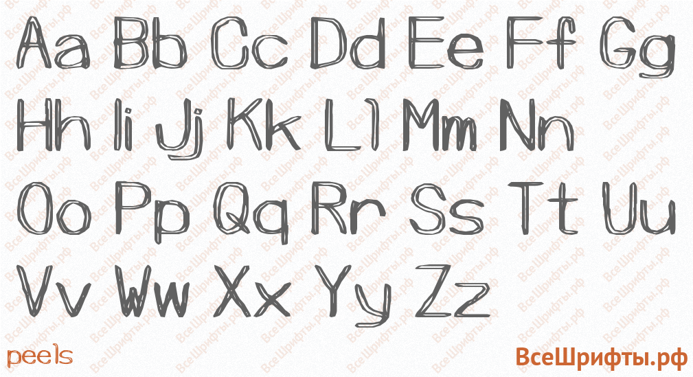 Шрифт Peels с латинскими буквами
