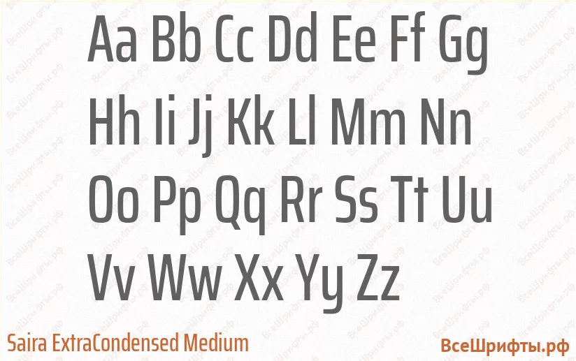 Шрифт Saira ExtraCondensed Medium с латинскими буквами