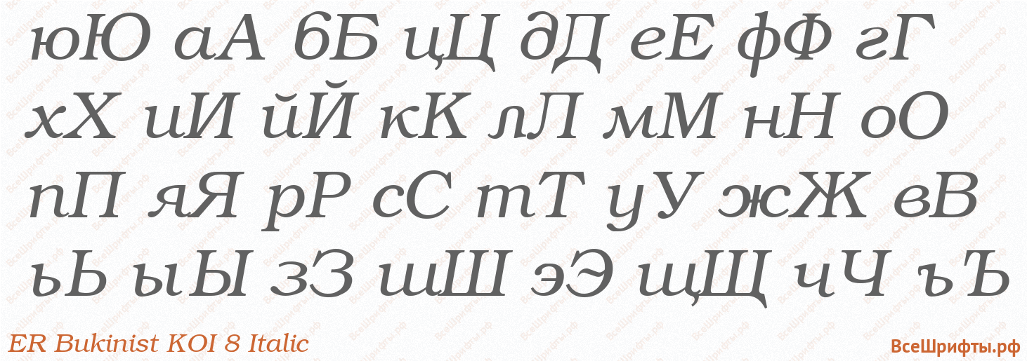 Шрифт ER Bukinist KOI 8 Italic с русскими буквами