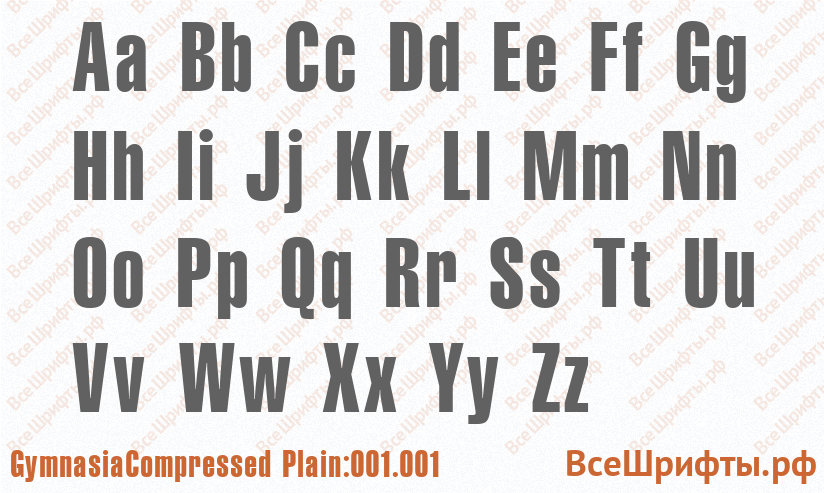 Шрифт GymnasiaCompressed Plain:001.001 с латинскими буквами