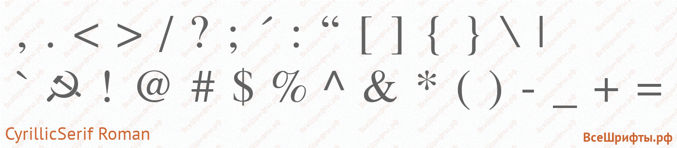 Шрифт CyrillicSerif Roman со знаками препинания и пунктуации