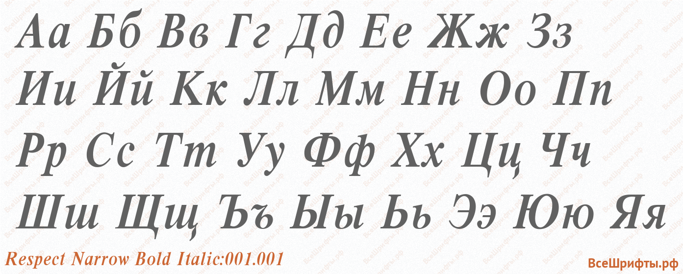 Шрифт Respect Narrow Bold Italic:001.001 с русскими буквами