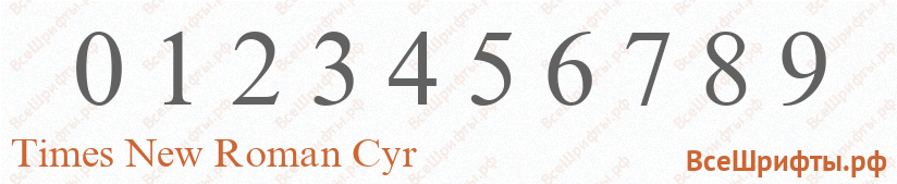 Шрифт Times New Roman Cyr с цифрами
