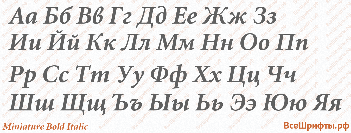 Шрифт Miniature Bold Italic с русскими буквами