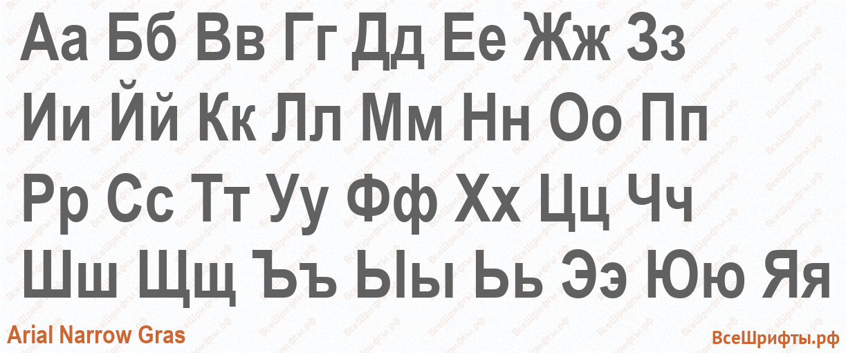 Шрифт Arial Narrow Gras с русскими буквами