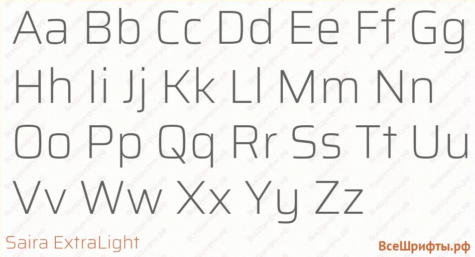 Шрифт Saira ExtraLight с латинскими буквами