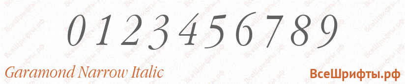 Шрифт Garamond Narrow Italic с цифрами