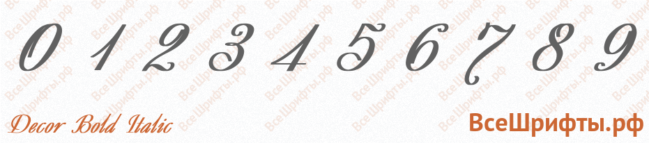Шрифт Decor Bold Italic с цифрами