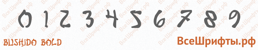Шрифт Bushido Bold с цифрами