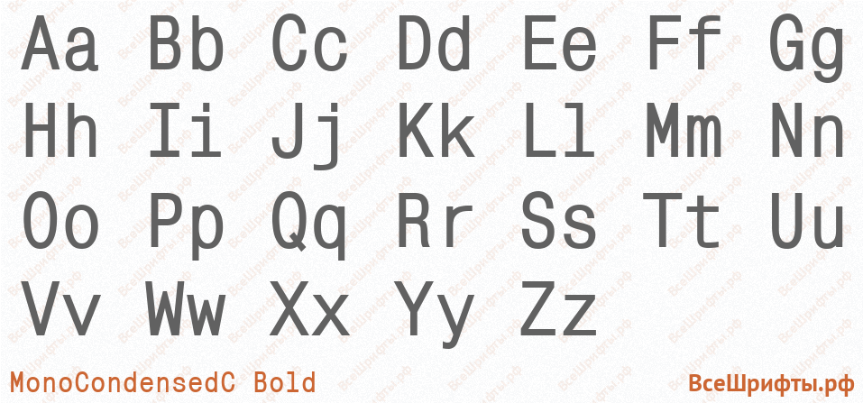 Шрифт MonoCondensedC Bold с латинскими буквами