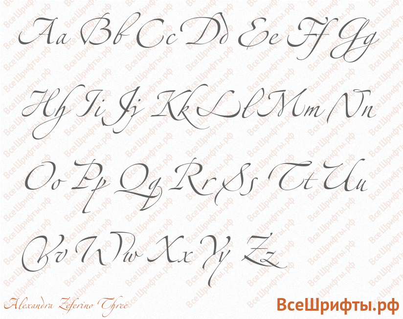 Шрифт Alexandra Zeferino Three с латинскими буквами