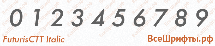 Шрифт FuturisCTT Italic с цифрами