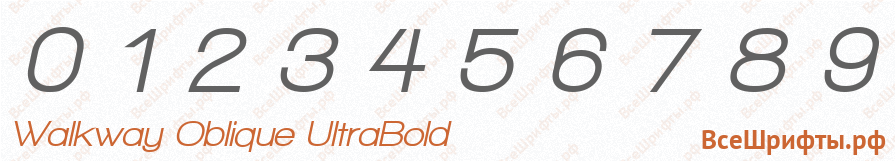 Шрифт Walkway Oblique UltraBold с цифрами