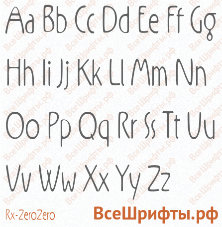 Шрифт Rx-ZeroZero с латинскими буквами