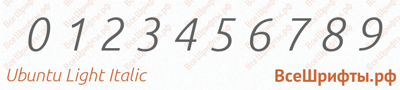 Шрифт Ubuntu Light Italic с цифрами
