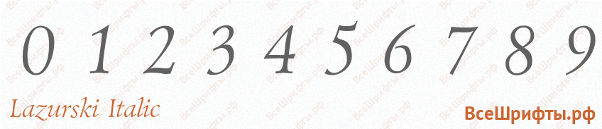 Шрифт Lazurski Italic с цифрами