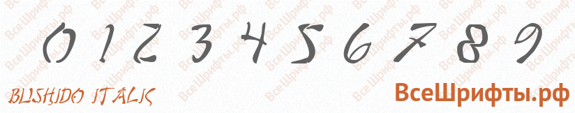 Шрифт Bushido Italic с цифрами