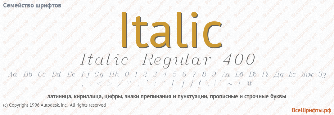 Семейство шрифтов Italic