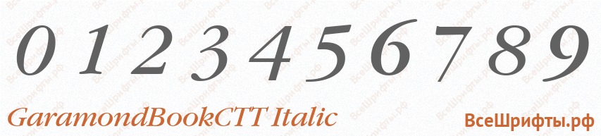 Шрифт GaramondBookCTT Italic с цифрами