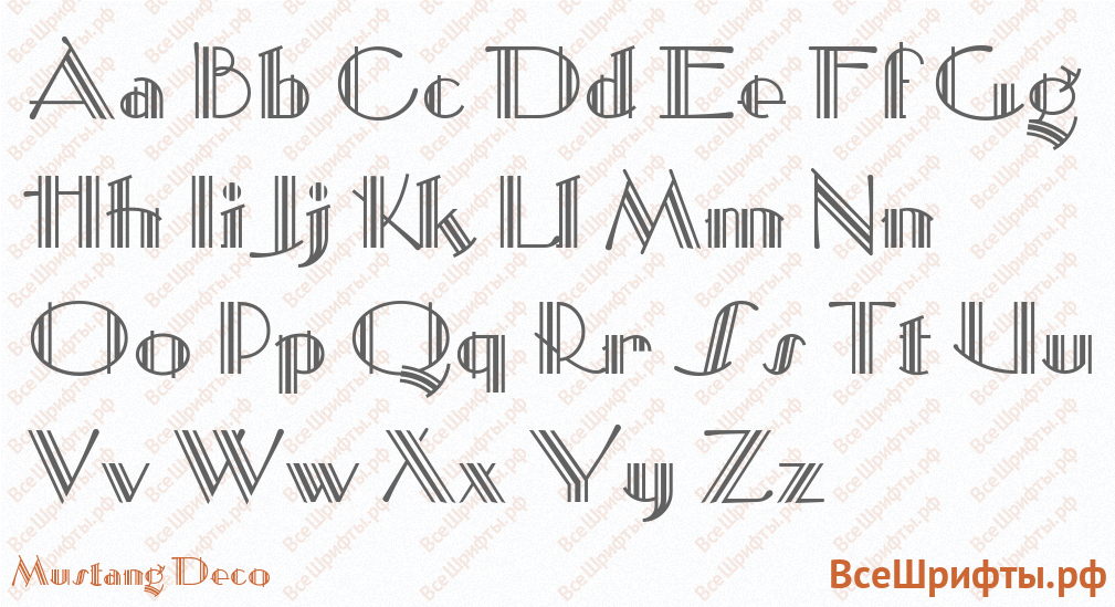 Шрифт Mustang Deco с латинскими буквами