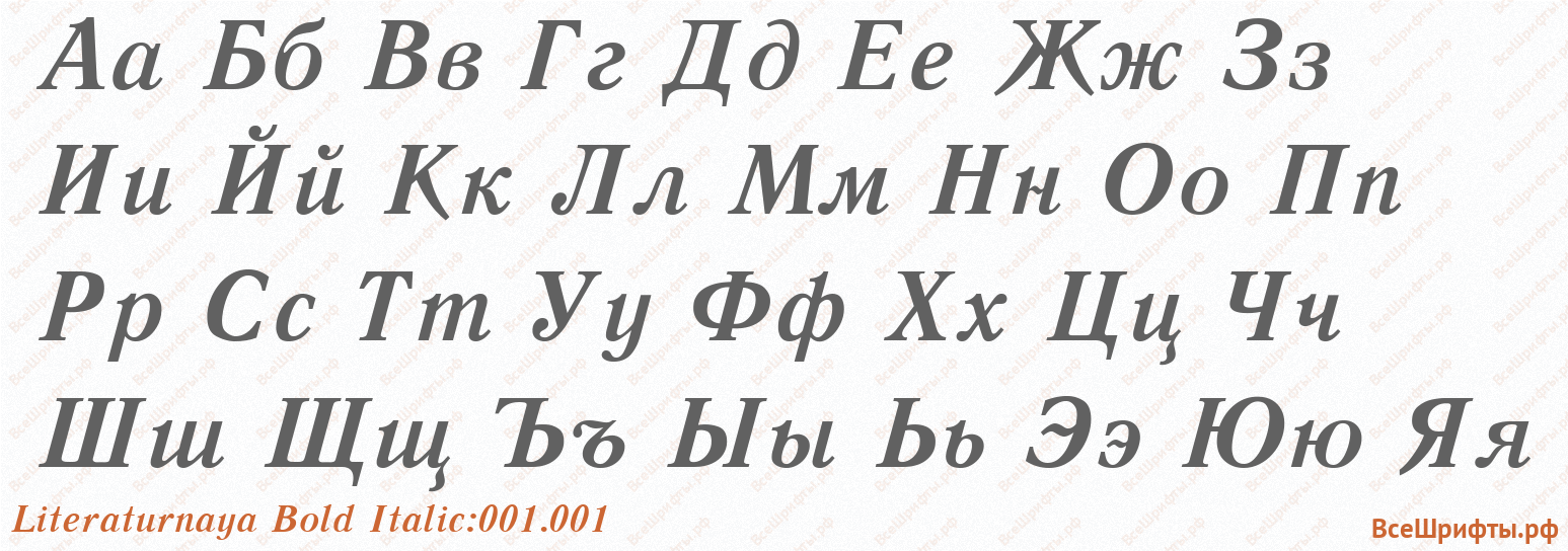 Шрифт Literaturnaya Bold Italic:001.001 с русскими буквами