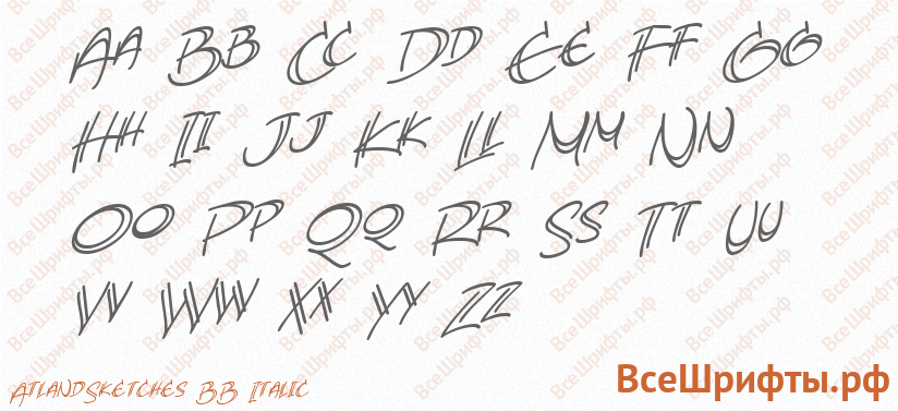 Шрифт AtlandSketches BB Italic с латинскими буквами