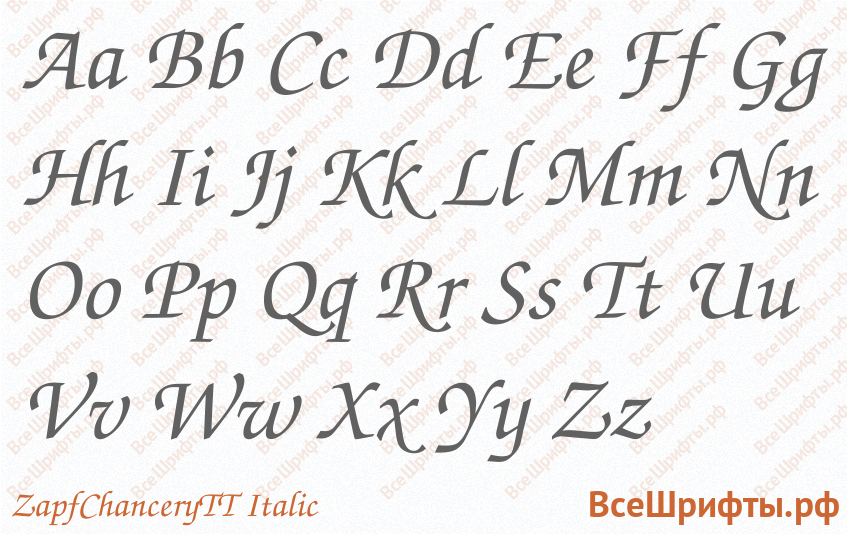 Шрифт ZapfChanceryTT Italic с латинскими буквами