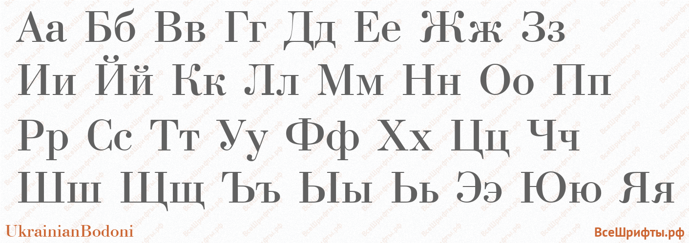 Шрифт UkrainianBodoni с русскими буквами