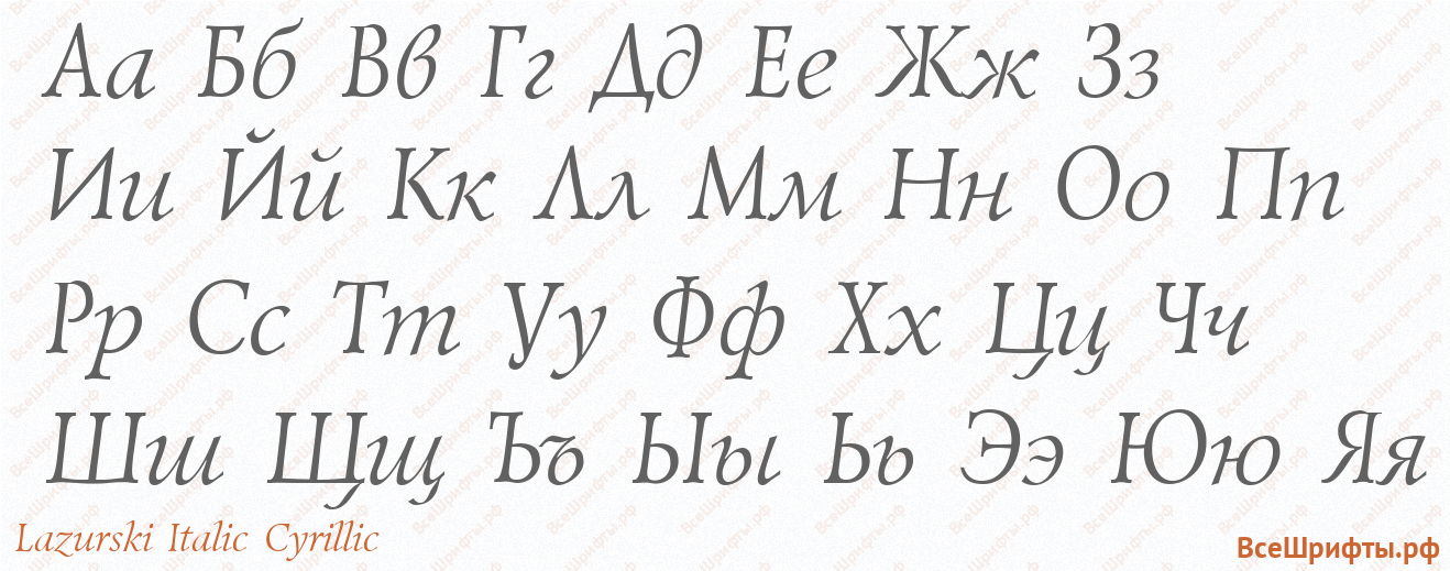 Шрифт Lazurski Italic Cyrillic с русскими буквами