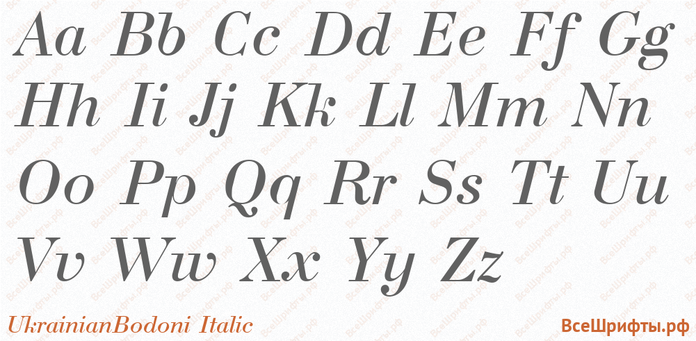 Шрифт UkrainianBodoni Italic с латинскими буквами