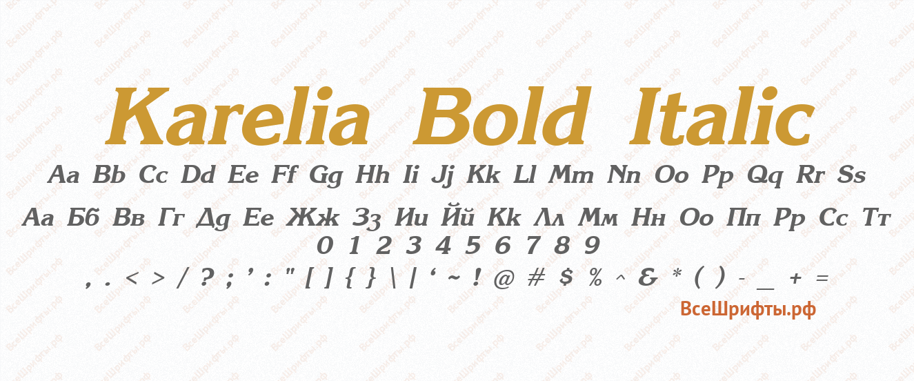 Шрифт Karelia Bold Italic