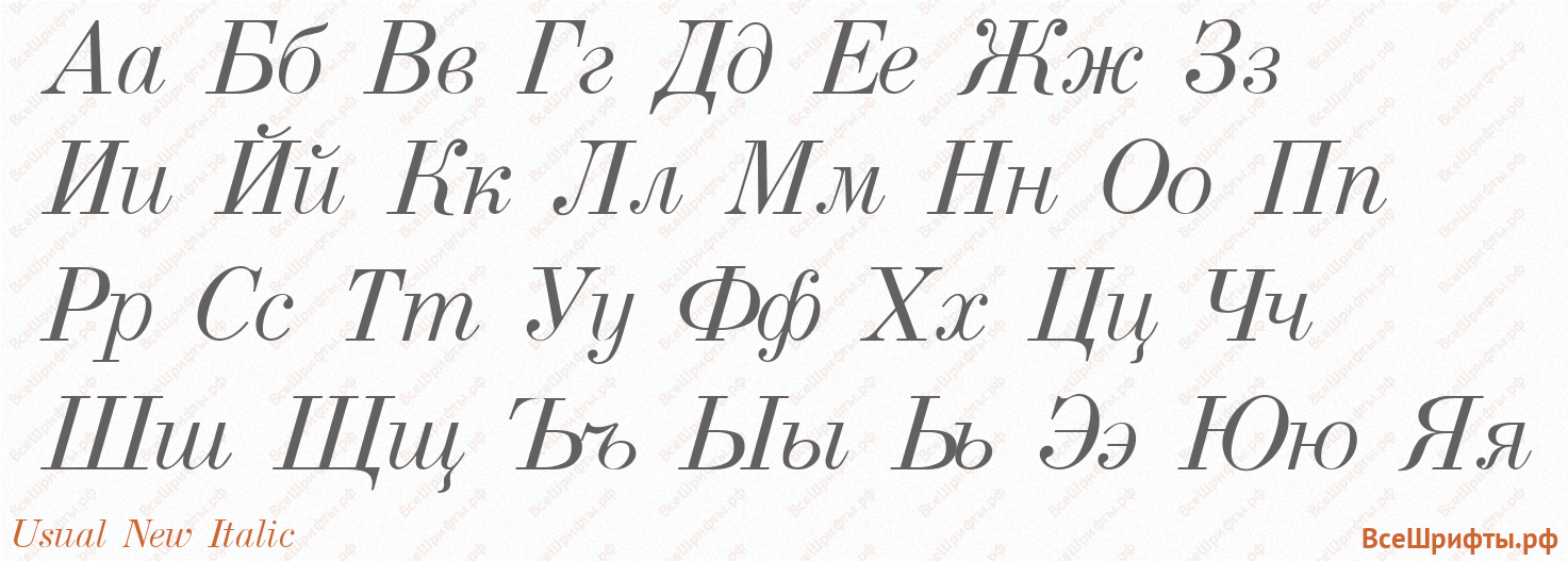 Шрифт Usual New Italic с русскими буквами