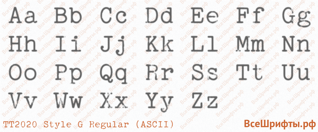 Шрифт TT2020 Style G Regular (ASCII) с латинскими буквами