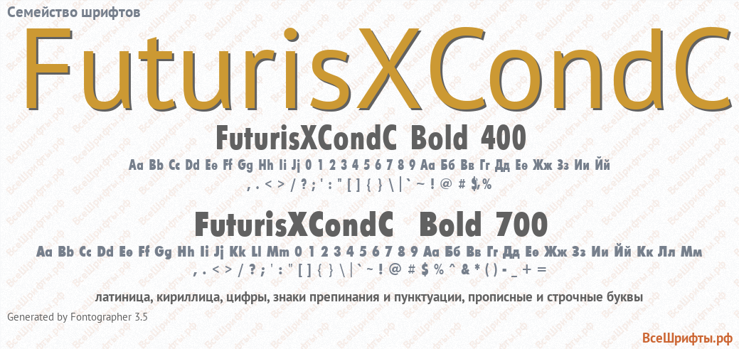 Семейство шрифтов FuturisXCondC