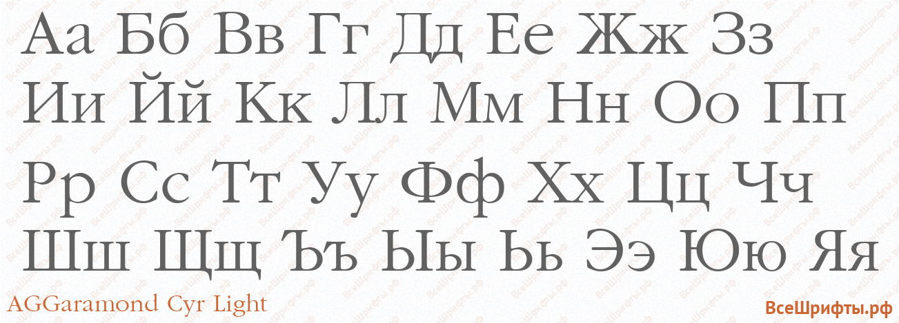 Шрифт AGGaramond Cyr Light с русскими буквами