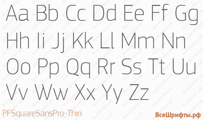 Шрифт PFSquareSansPro-Thin с латинскими буквами