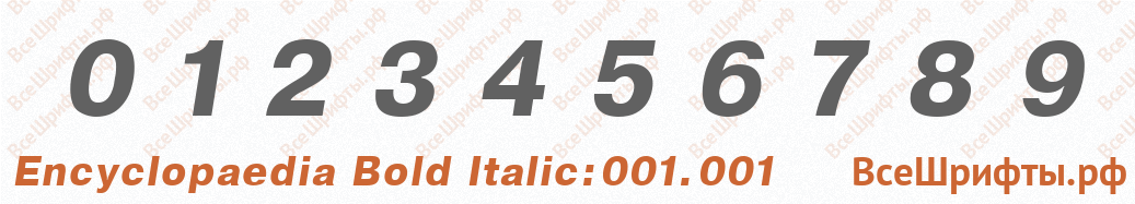 Шрифт Encyclopaedia Bold Italic:001.001 с цифрами