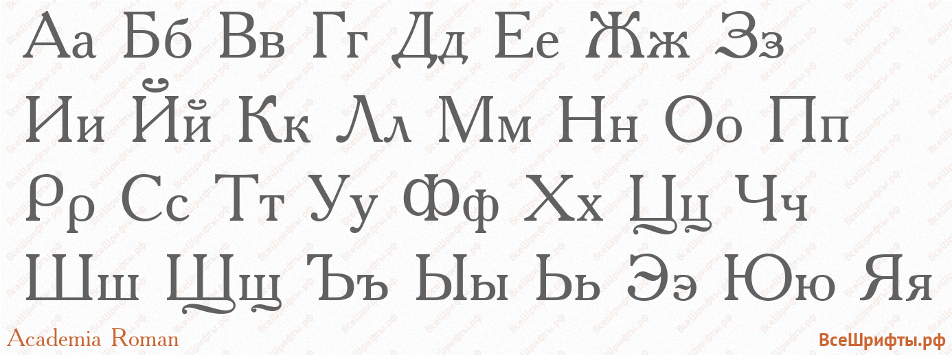 Шрифт Academia Roman с русскими буквами