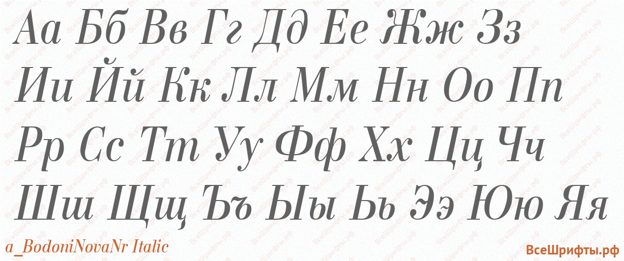Шрифт a_BodoniNovaNr Italic с русскими буквами