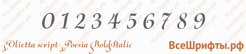 Шрифт Olietta script-Poesia BoldItalic с цифрами