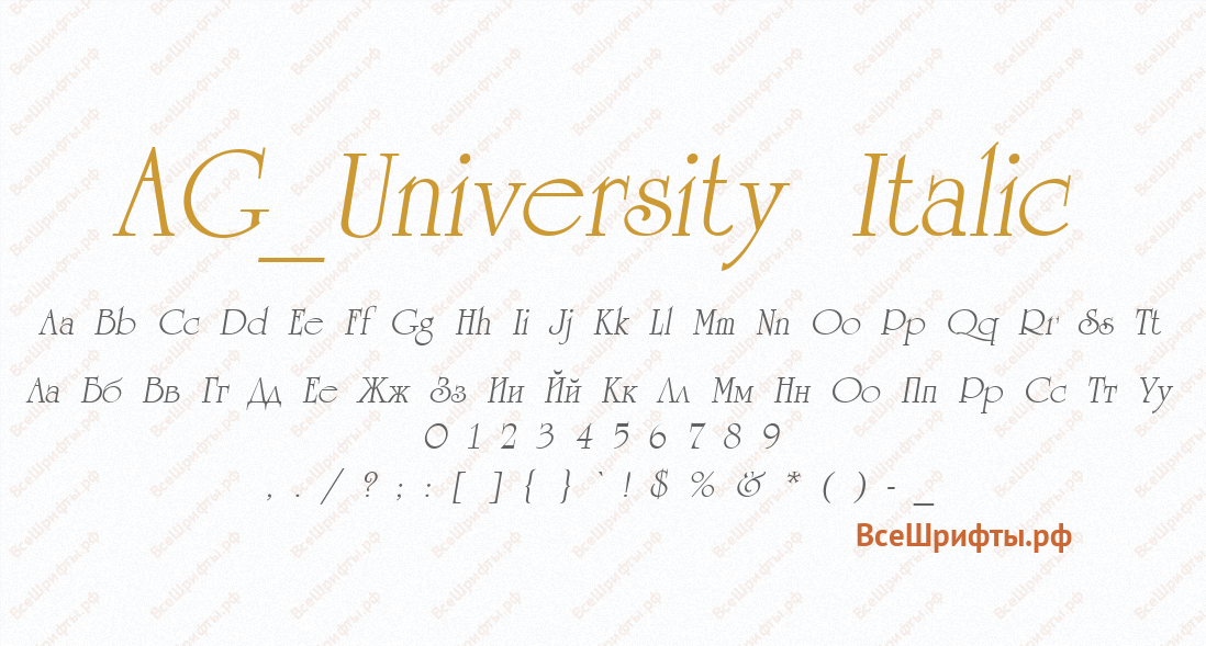 Шрифт AG_University Italic