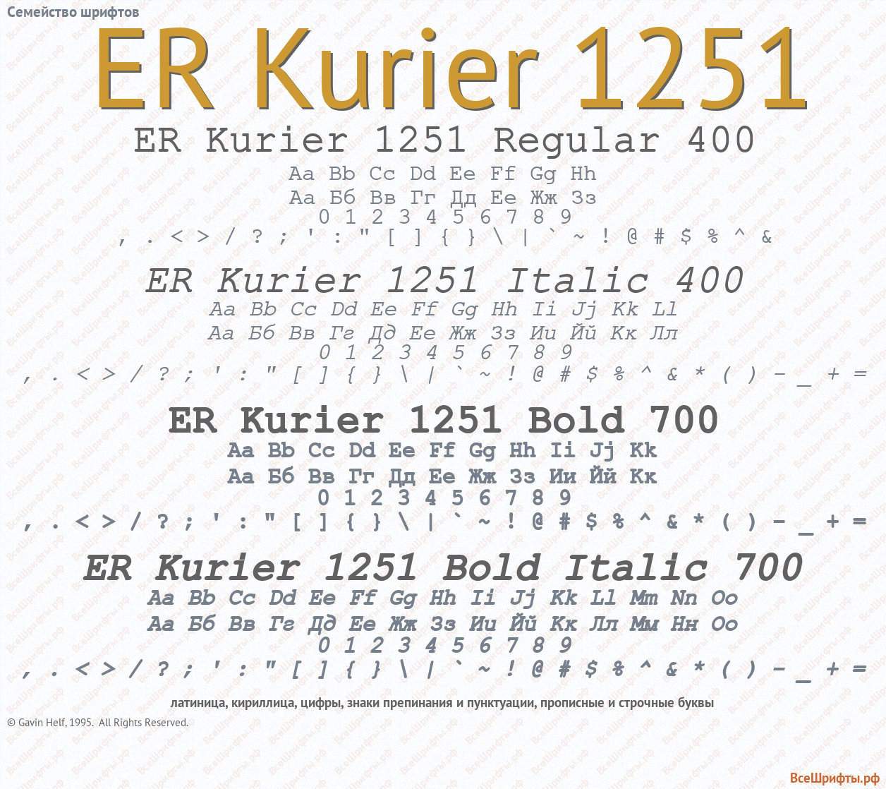 Семейство шрифтов ER Kurier 1251