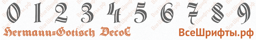 Шрифт Hermann-Gotisch DecoC с цифрами