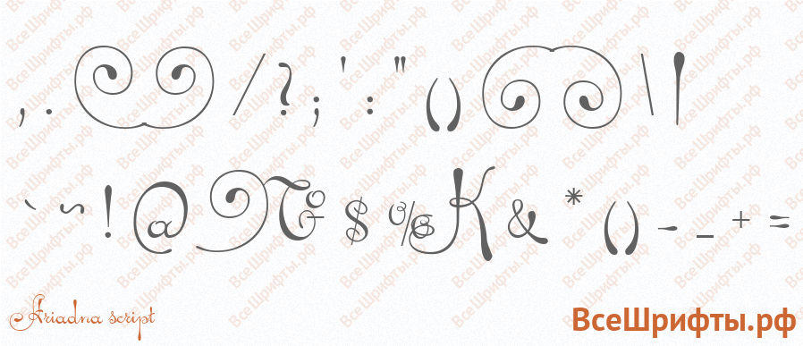 Шрифт Ariadna script со знаками препинания и пунктуации