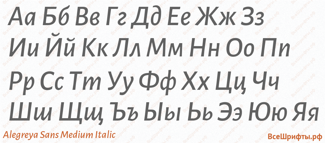 Шрифт Alegreya Sans Medium Italic с русскими буквами
