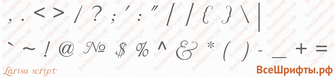 Шрифт Larisa script со знаками препинания и пунктуации