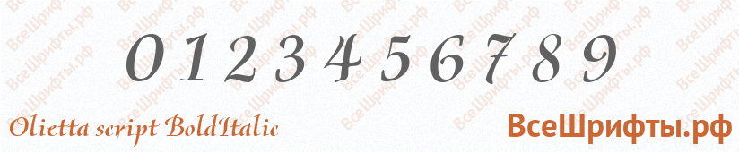 Шрифт Olietta script BoldItalic с цифрами