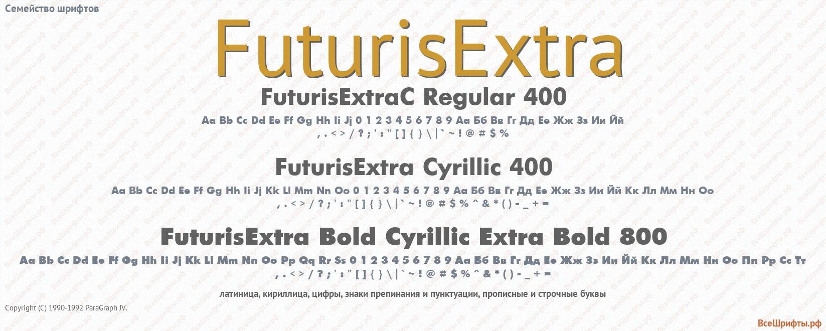 Семейство шрифтов FuturisExtra